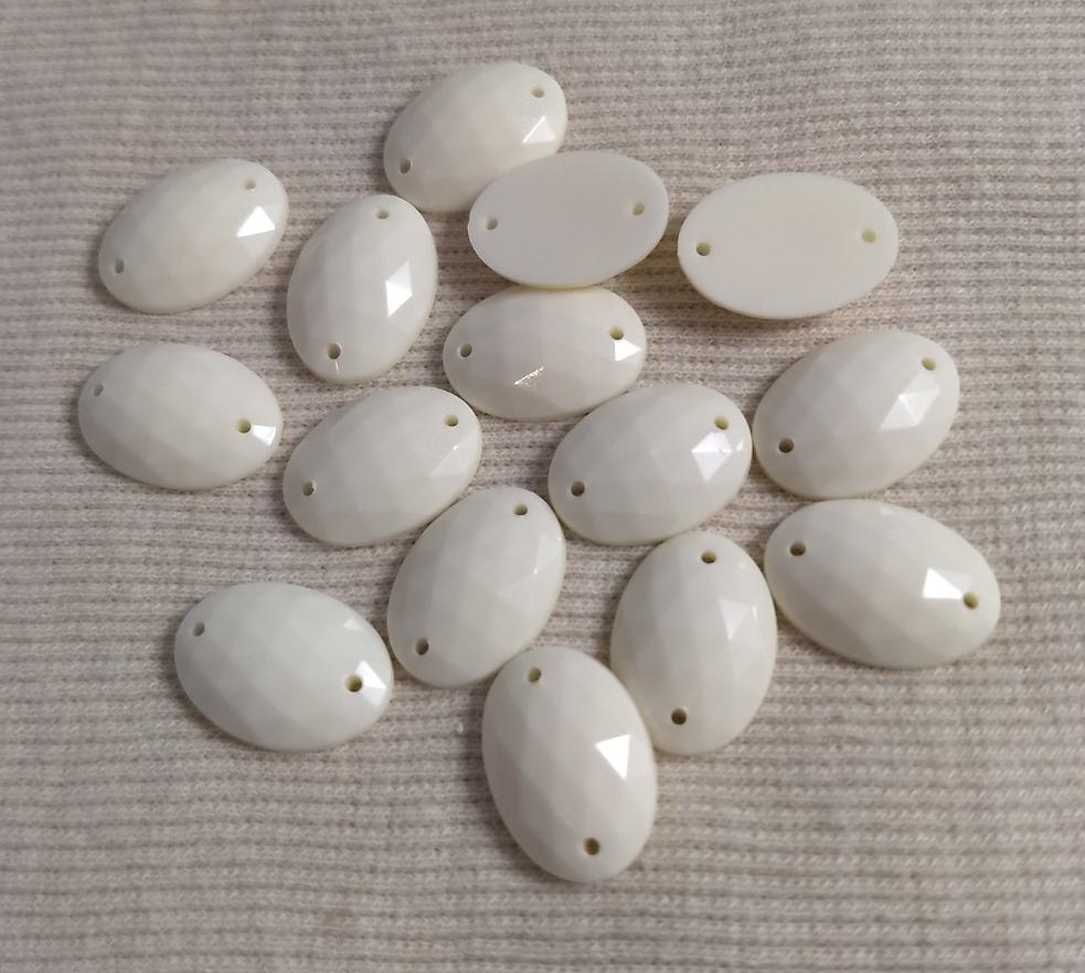 Bead #2-Hole #Cream #Oval #Acrylic #60pc