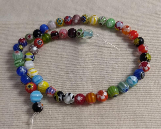 Beads #2-Hole #Mureno-Glass #Colorful #Round #1 String