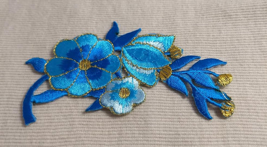 Applique #Blue #Flower #Patch #2pc