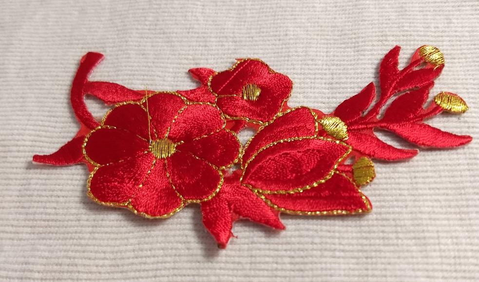 Applique #Red #Flower #Patch #2pc