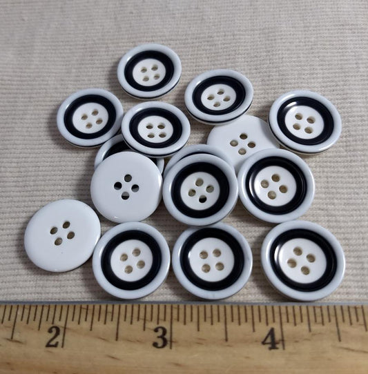 Button #95647 #4 Hole #White #Rim #Polyester  #10pc