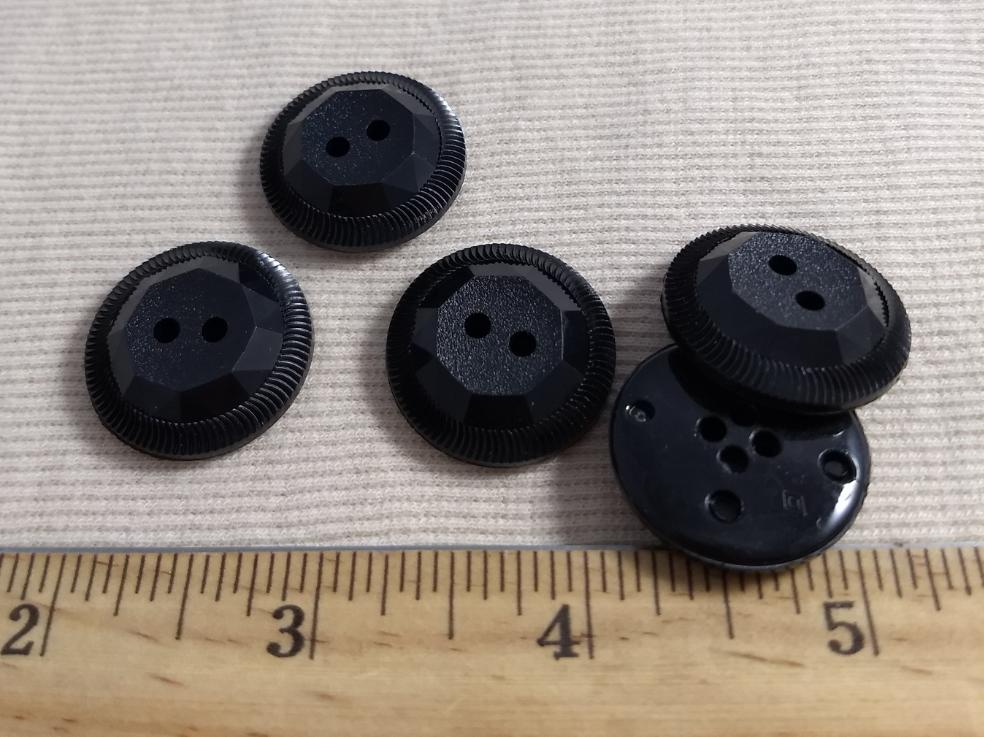 Button #1302 #2 Hole #Black #Faceted #Nylon #10pc