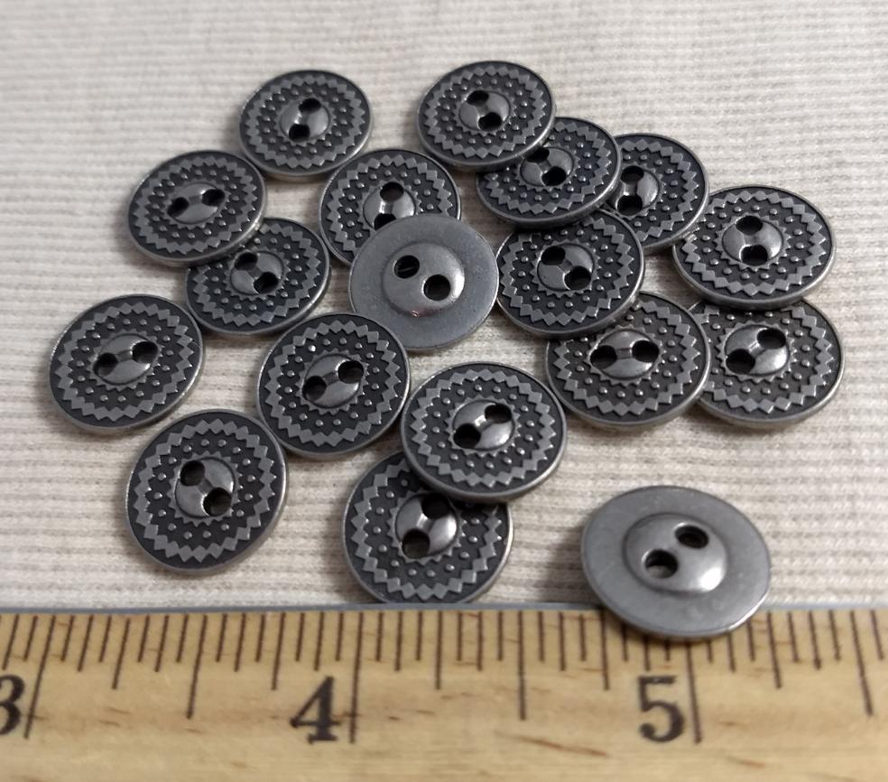 Button #K6038 #2-Hole #Antique-Silver #Rim #Metal #10pc