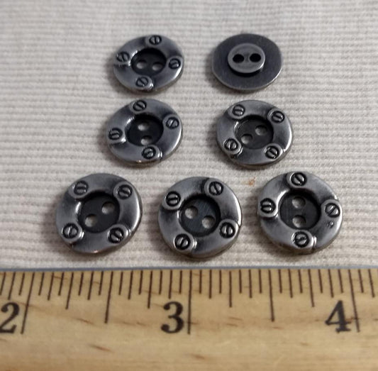 Button #70534 #2-Hole #Antique-Silver #Rim #Metal #10pc