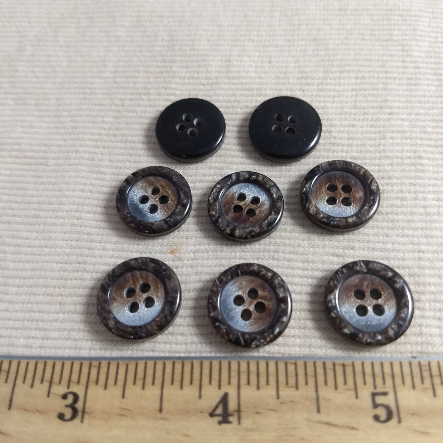 Button #P9019 #4 Hole #Brown #Imitation #Horn #Rim #Polyester #10pc