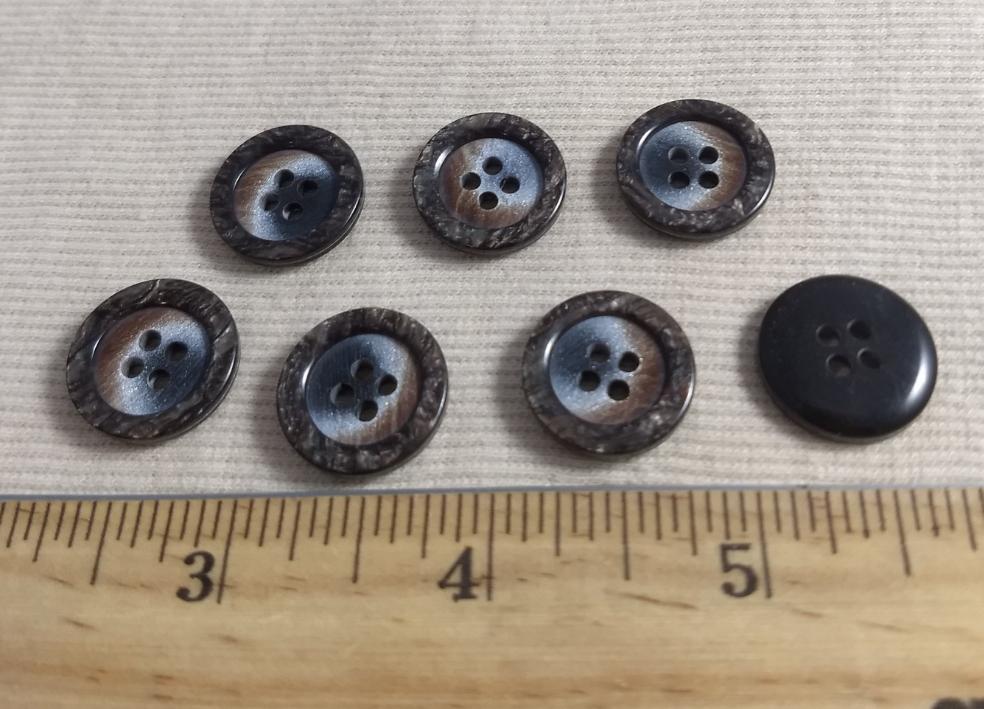 Button #P9019 #4 Hole #Brown #Imitation #Horn #Rim #Polyester #10pc