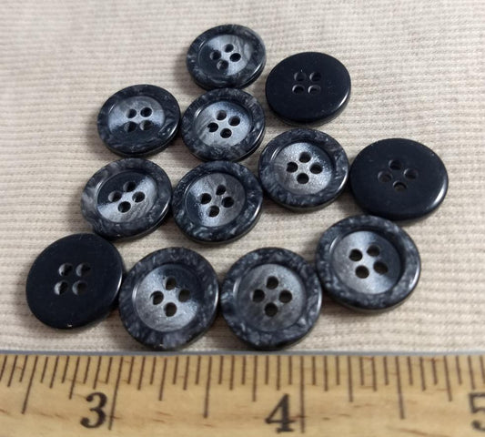 Button #P9019 #4 Hole #Grey #Rim #Imitation #Horn #Polyester #10pc