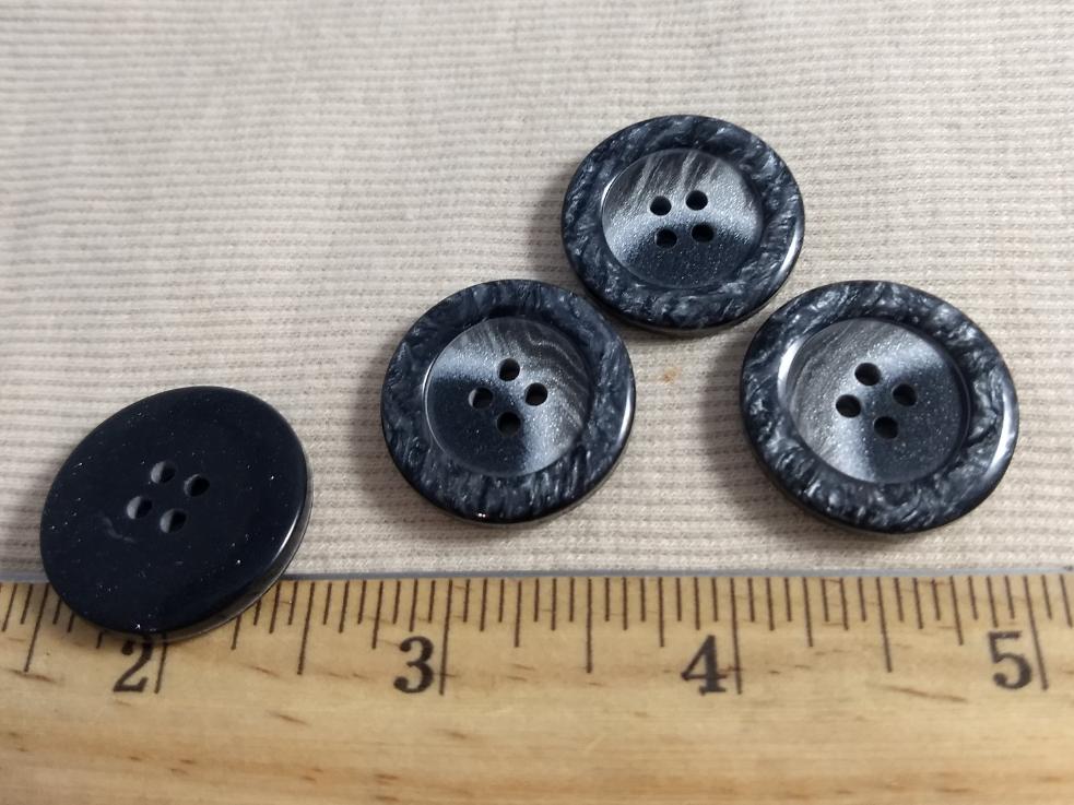 Button #P9019 #4 Hole #Grey #Rim #Imitation #Horn #Polyester #10pc