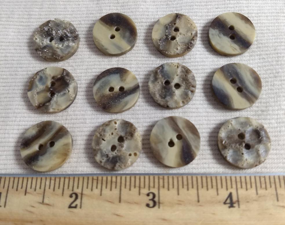 Button #JUP169 #2 Hole #Brown #Cream #Imitation #Horn #Polyester #10pc