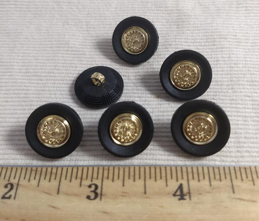 Button  #H957 #Shank #Black  #Rim #Antique-Gold #ABS #10pc