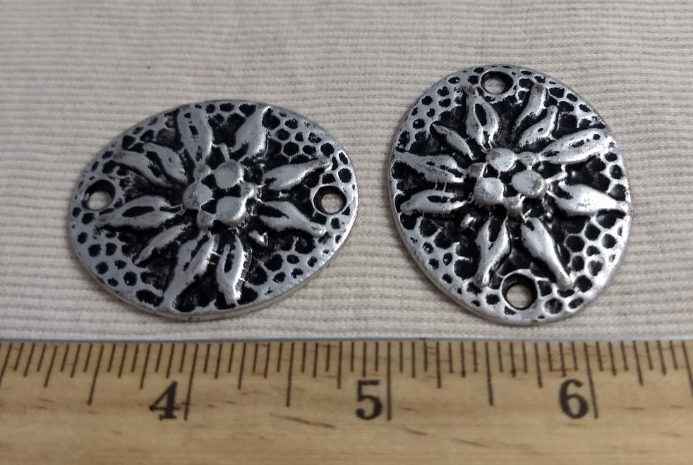 Button #AL6706 #2 Hole #Antique-Silver #Metal #Charm #Flower #10pc