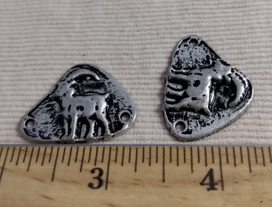 Button #1302C #2 Hole #Antique-Silver #Charm #Metal #10pc