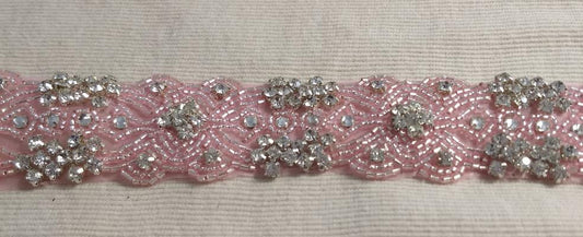 Trimming #9337 #Pink #Bead #Wedding #Rhinestone #1yd