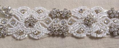 Trimming #9337 #White #Bead #Wedding #Rhinestone #1yd