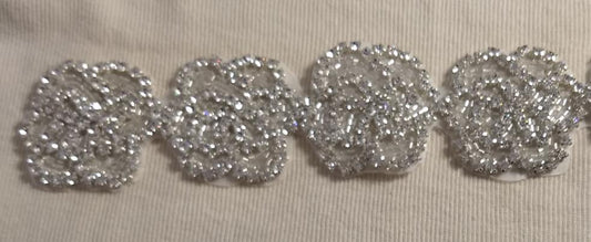 Trimming #Silver #Sequin #Mesh #Wedding #Rhinestone #Bead #1yd