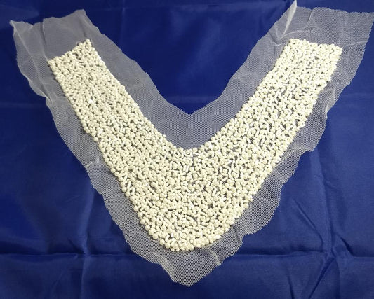 Applique #Yoke-Neck #Cream #Bead #1pc