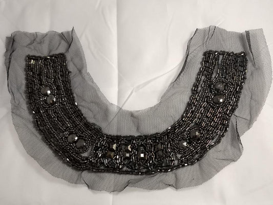 Applique #Yoke #Antique-Gold-Black #Sequin #Mesh #Beads #1pc