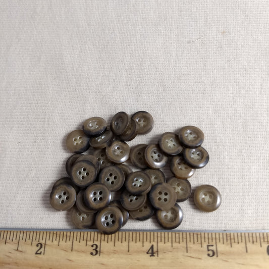 Button #1925 #4 Hole #Brown #Rim #Rod #Imitation #Horn #Polyester #10pc
