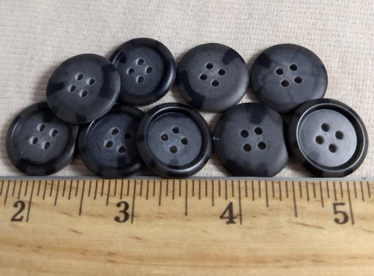 Button #AU28 #4 Hole #Grey #Rim  #Imitation #Horn #Polyester #10pc