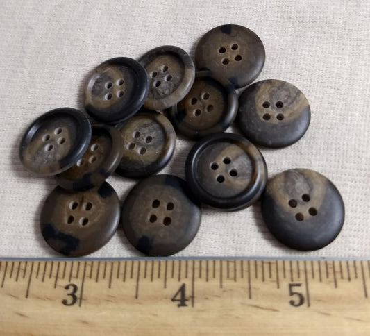 Button #AU24 #4 Hole #Brown #Rim #Imitation #Horn #Polyester #10pc