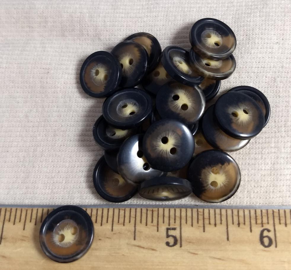 Button #98037-3 #2 Hole #Brown #Imitation #Horn  #Polyester #10pc