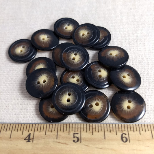 Button #98936#3 #2 Hole #Brown #Horn #Polyester#10pc