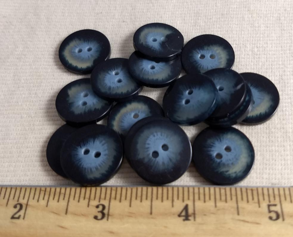 Button #98036#4 #2 Hole #Blue #Imitation #Horn #Polyester #10pc