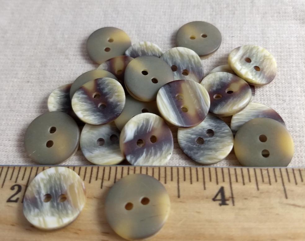 Button #9913 #2 Hole #Brown #Imitation #Horn #Polyester #10pc