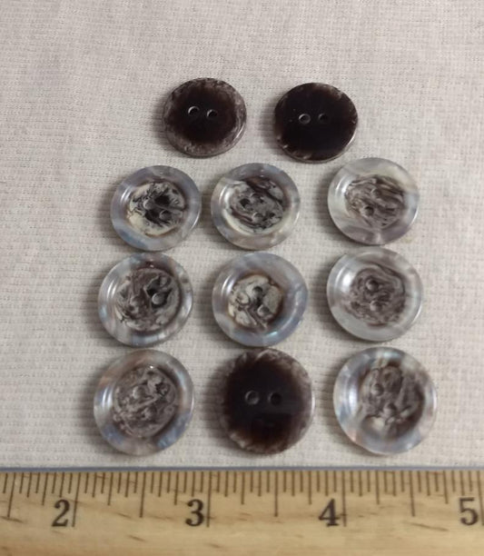 Button #21434 #2 Hole #Brown #Rim #Polyester #10pc