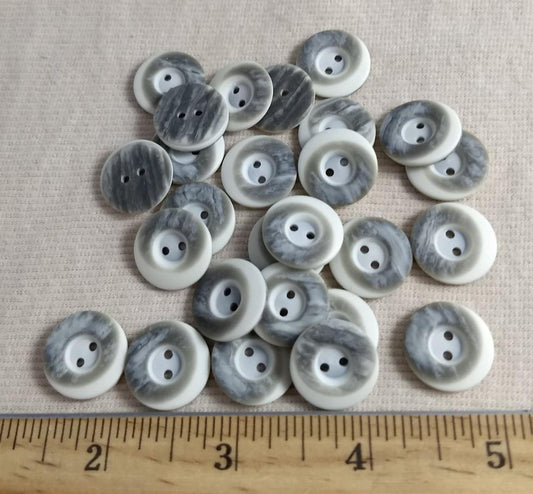 Button #95644 #2 Hole #Grey #Rim #Polyester #10pc