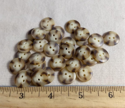 Button #136 #2 Hole #Cream #Imitation #Horn #Polyester #10pc