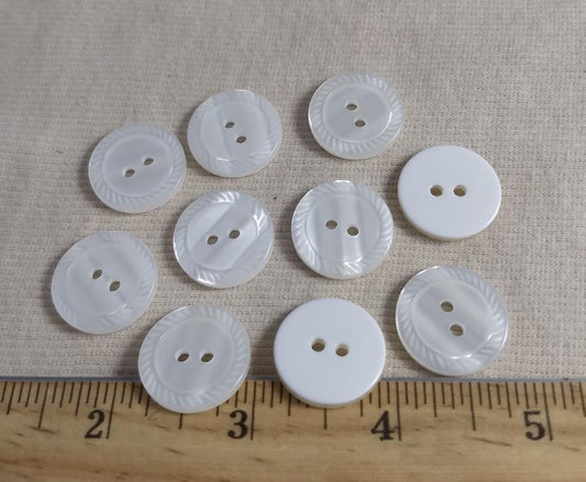 Button #352 #2 Hole #White #Rim #Polyester #10pc