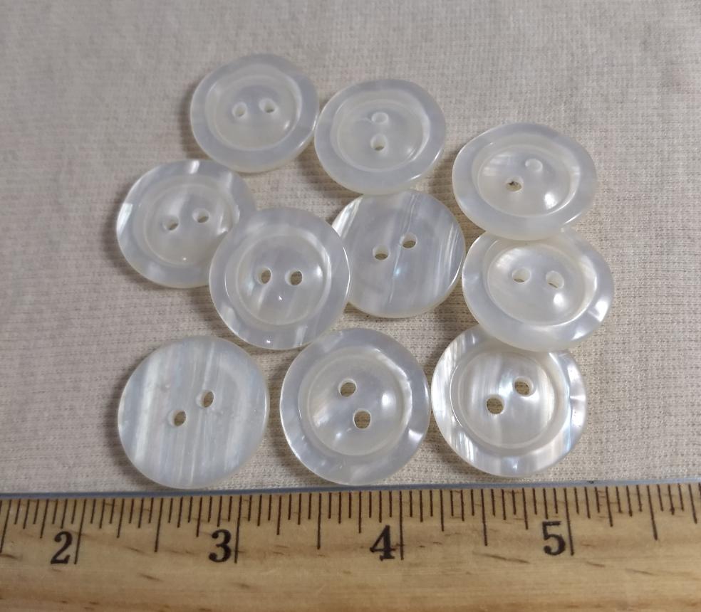 Button #21428 #2 Hole #Pearl #Rim #Polyester #10pc