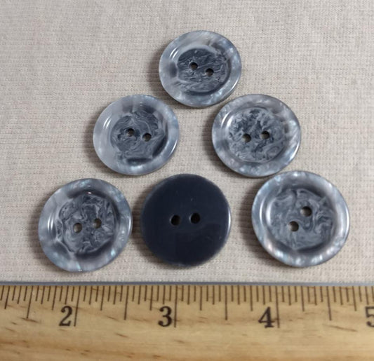 Button #1305 #2 Hole #Grey #Rim  #Polyester #10pc