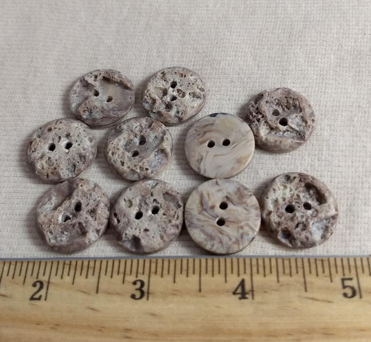 Button #1705 #2 Hole #Cream #Brick Abs #10pc