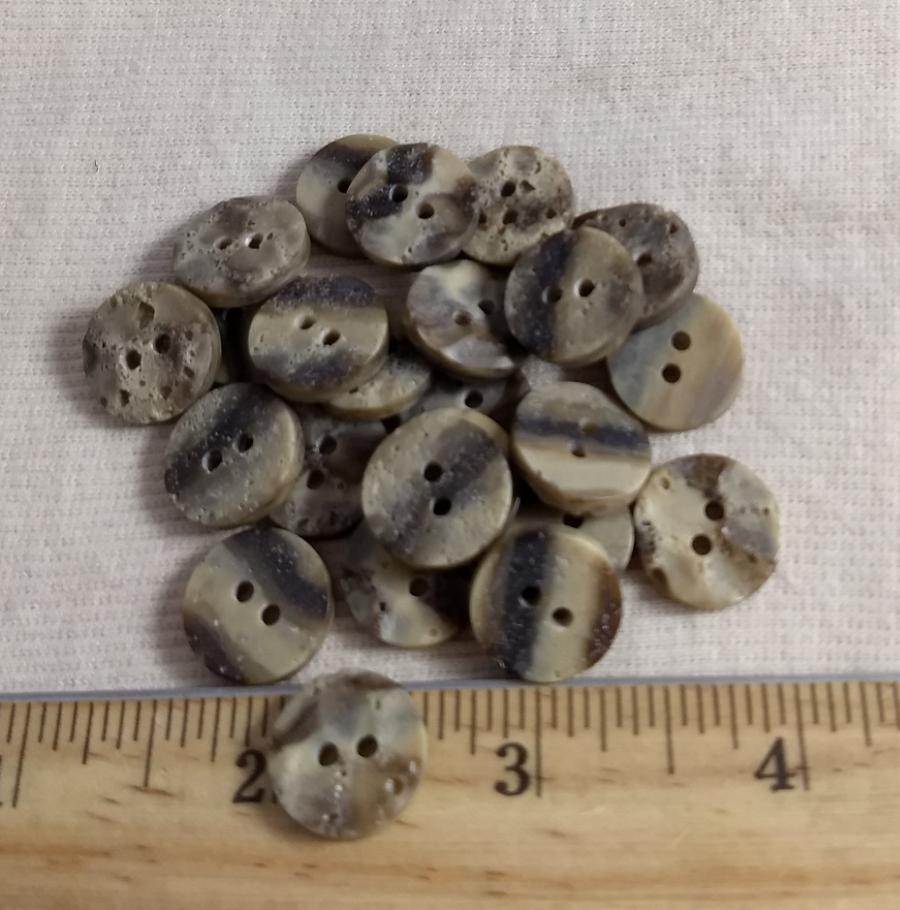 Button #JUP169 #2 Hole #Brown #Cream #Imitation #Horn #Polyester #10pc