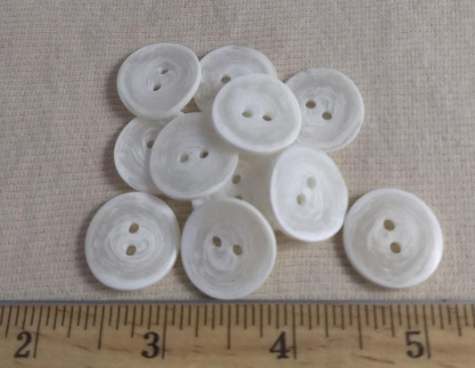 Button #PB0971 #2 Hole #White #Rim #Polyester #10pc