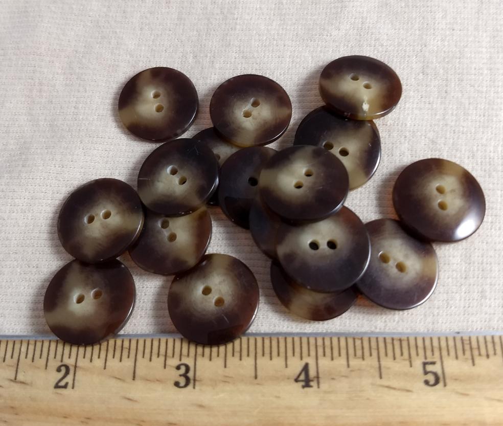 Button #98043 #2 Hole #Brown #Imitation #Horn #Polyester #10pc