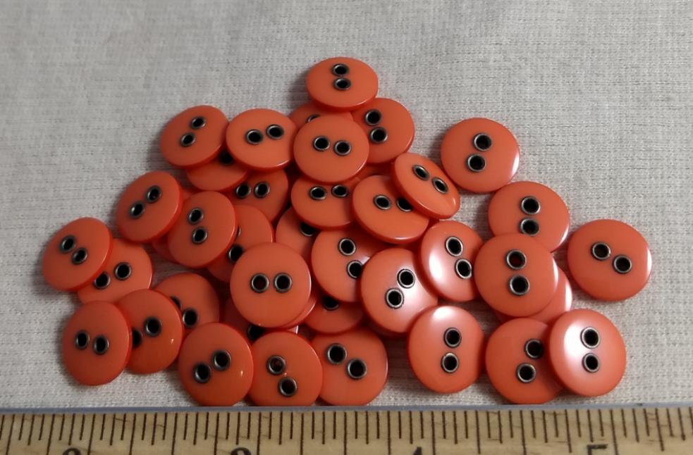 Button #1060 #2 Hole #Orange #Polyester #10pc