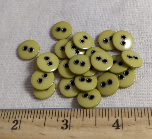 Button #1580 #2 Hole #Green #Polyester #10pc