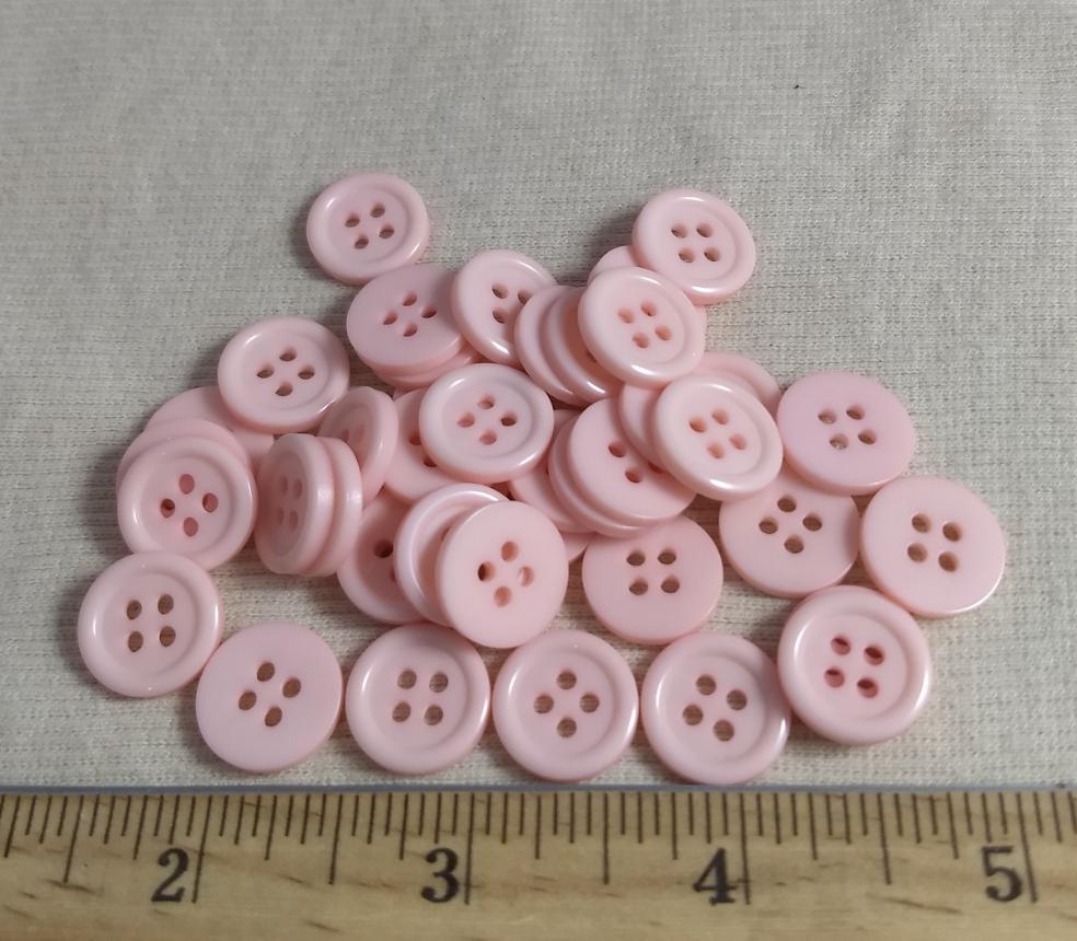 Button #P-Rim #4 Hole #Pink #Basic #Polyester #10pc