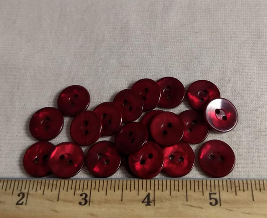 Button #25409 #2 Hole #Red #Polyester #10pc