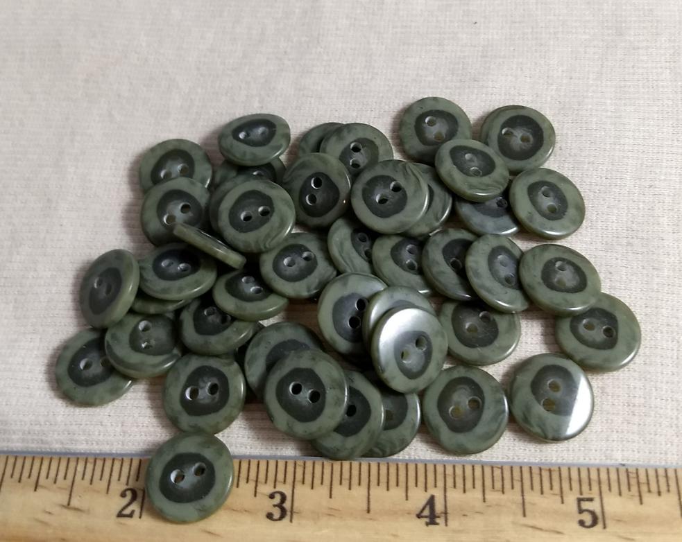 Button #97007 #2 Hole #Green #Rim #Polyester #10pc