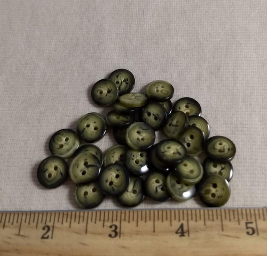 Button #96010 #2 Hole #Green #Rim #Polyester#10pc