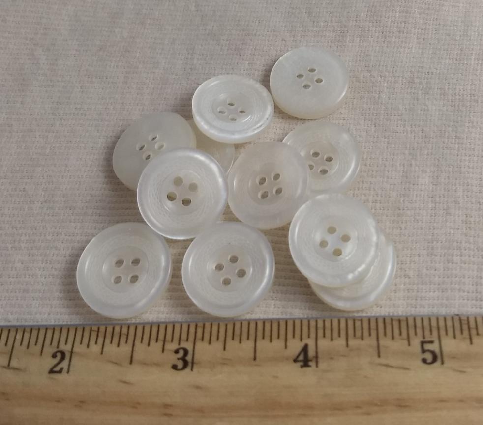 Button #21429 #4 Hole #White #Rim #Polyester #10pc