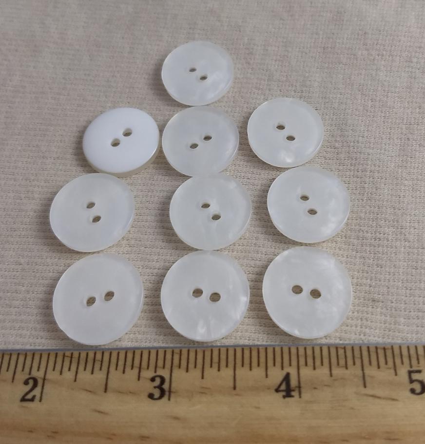 Button #49 #2 Hole #White #Polyester #10pc