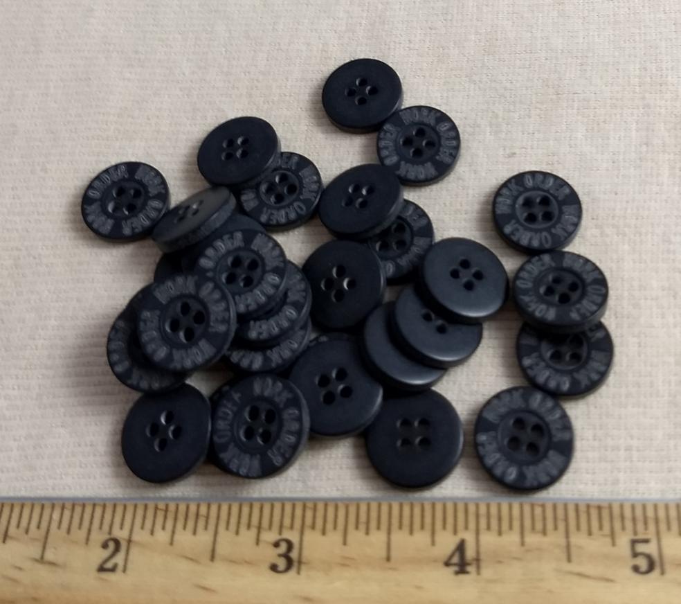 Button  #4755 #4 Hole #Black #Polyester #10pc