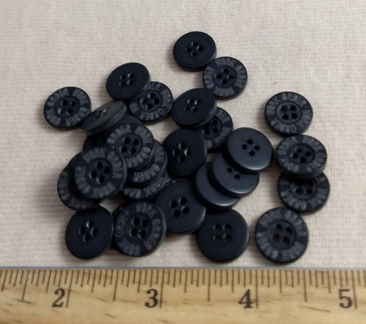 Button  #4755 #4 Hole #Black #Polyester #10pc