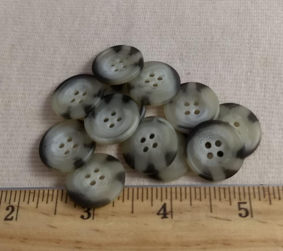 Button #HS9364 #4 Hole #Gray #Rim #Imitation #Horn #10pc