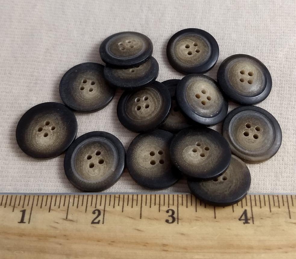 Button #96008 #4 Hole #Brown #Rim #Imitation #Horn #Polyester #10pc